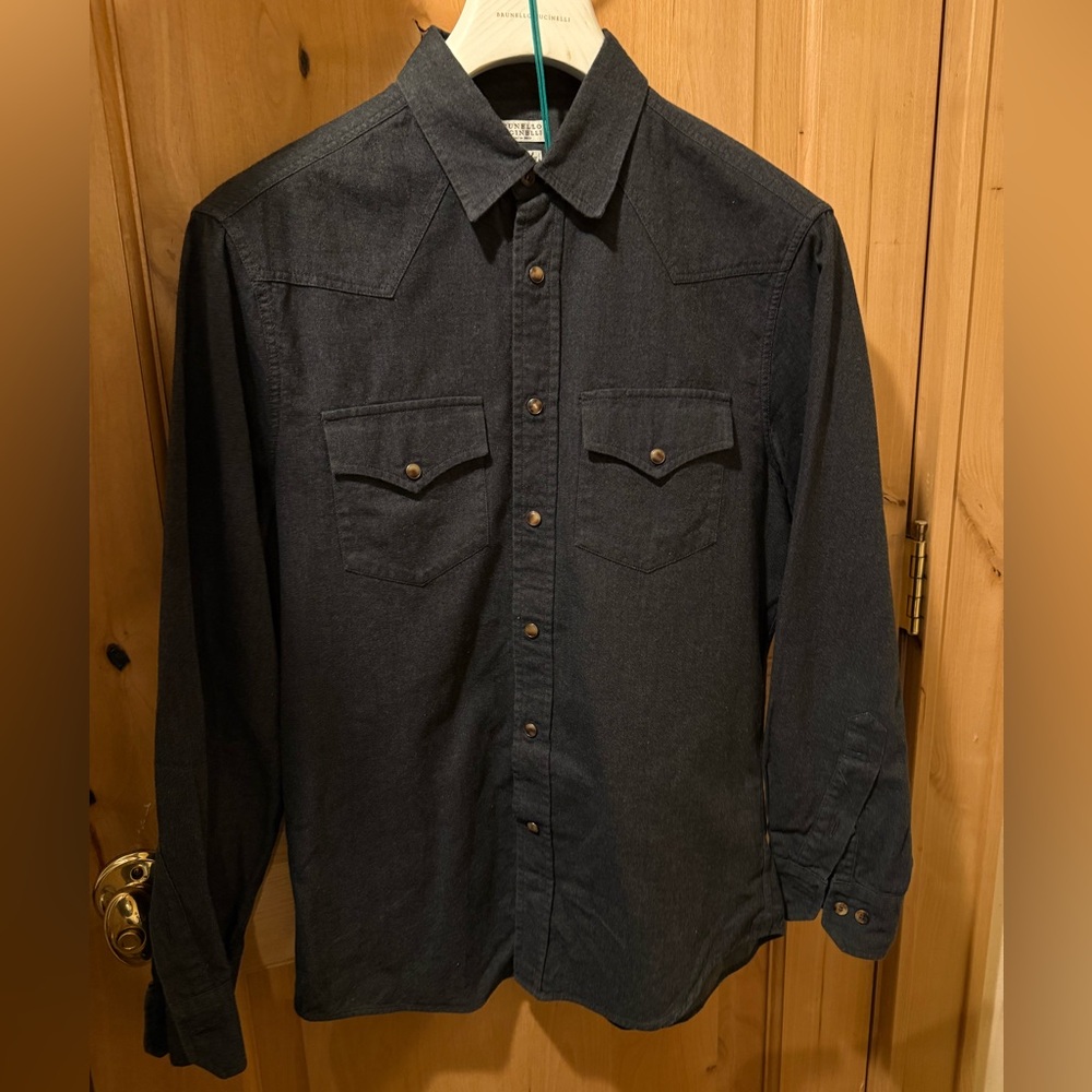 Brunello Cucinelli Dark Gray Men's Shirt